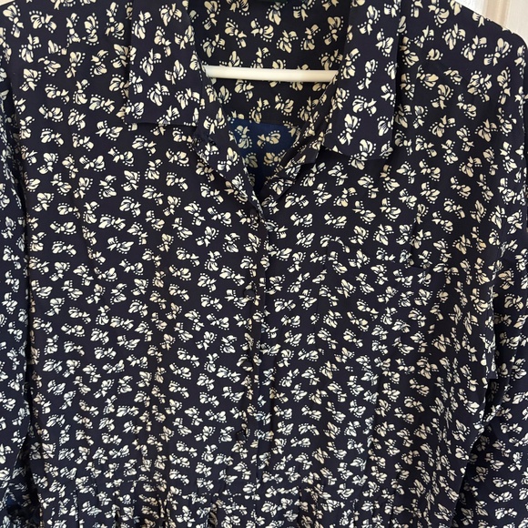 Vintage oversized 80s dress with a pattern navy and white - Picture 6 of 6